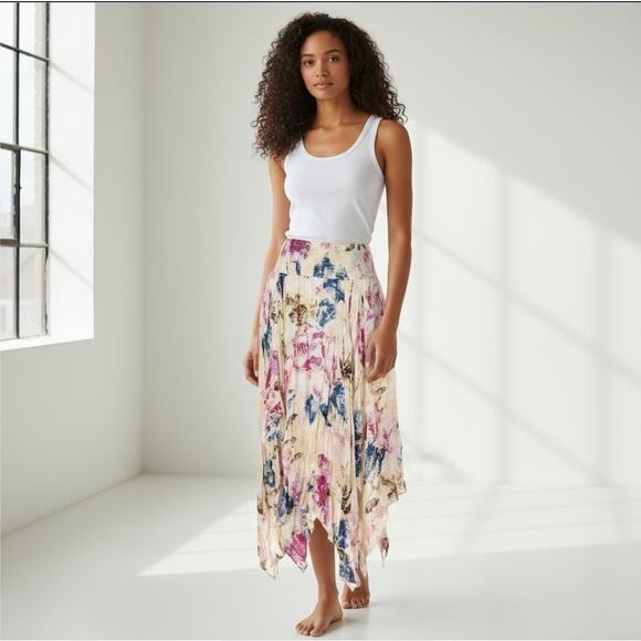 Free People Fly Away Floral Asymmetrical Small Skirt - Picture 2 of 8